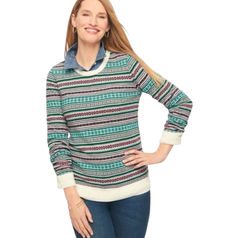 Talbots‎ Women's Multicolor Patterned SweaterTalbots Lambswool Blend Size Large